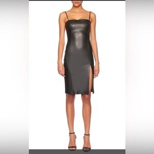 EXPRESS NWT Faux Leather Body Con Dress w Slit Size Small Stretch Slimming